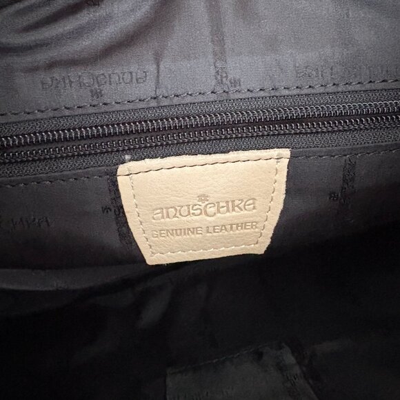 Anuschka Hand Painted Leather Satchel Bag Butterfly Floral Shoulder Bag - Picture 10 of 12